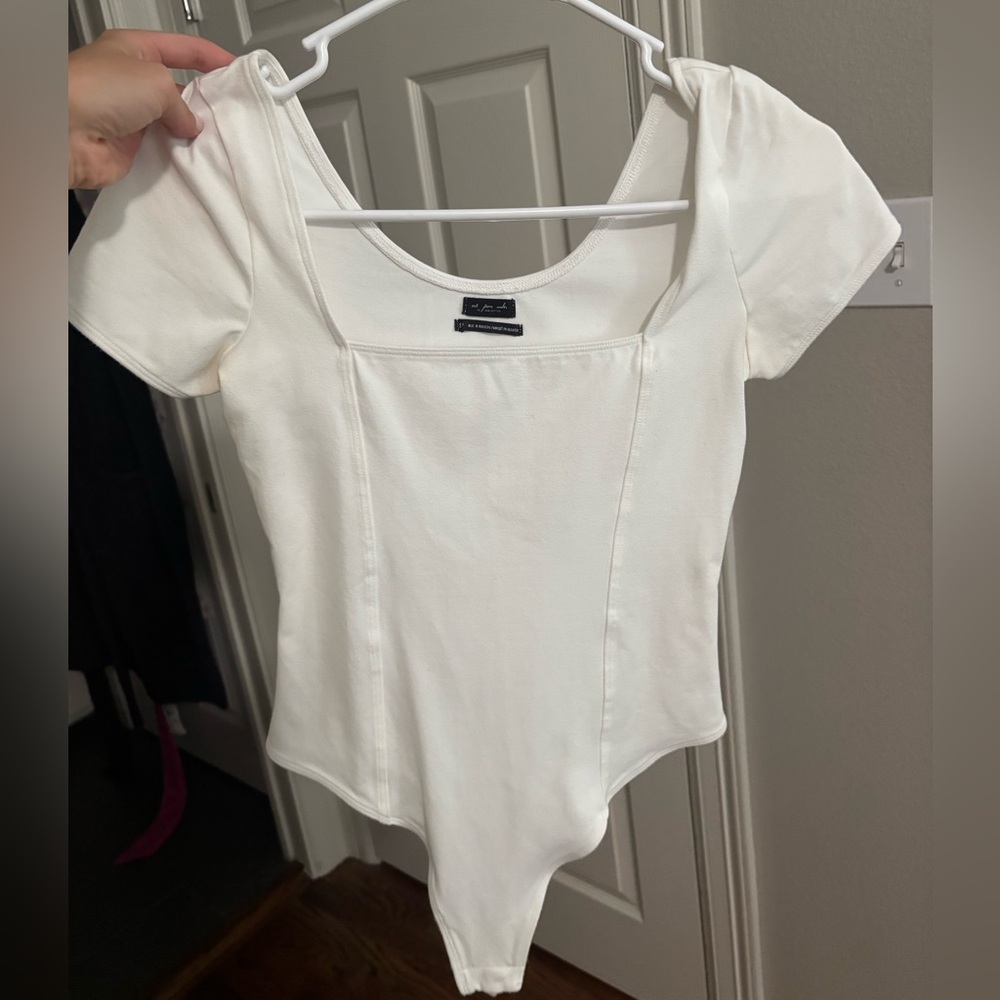 White Square Neck Bodysuit